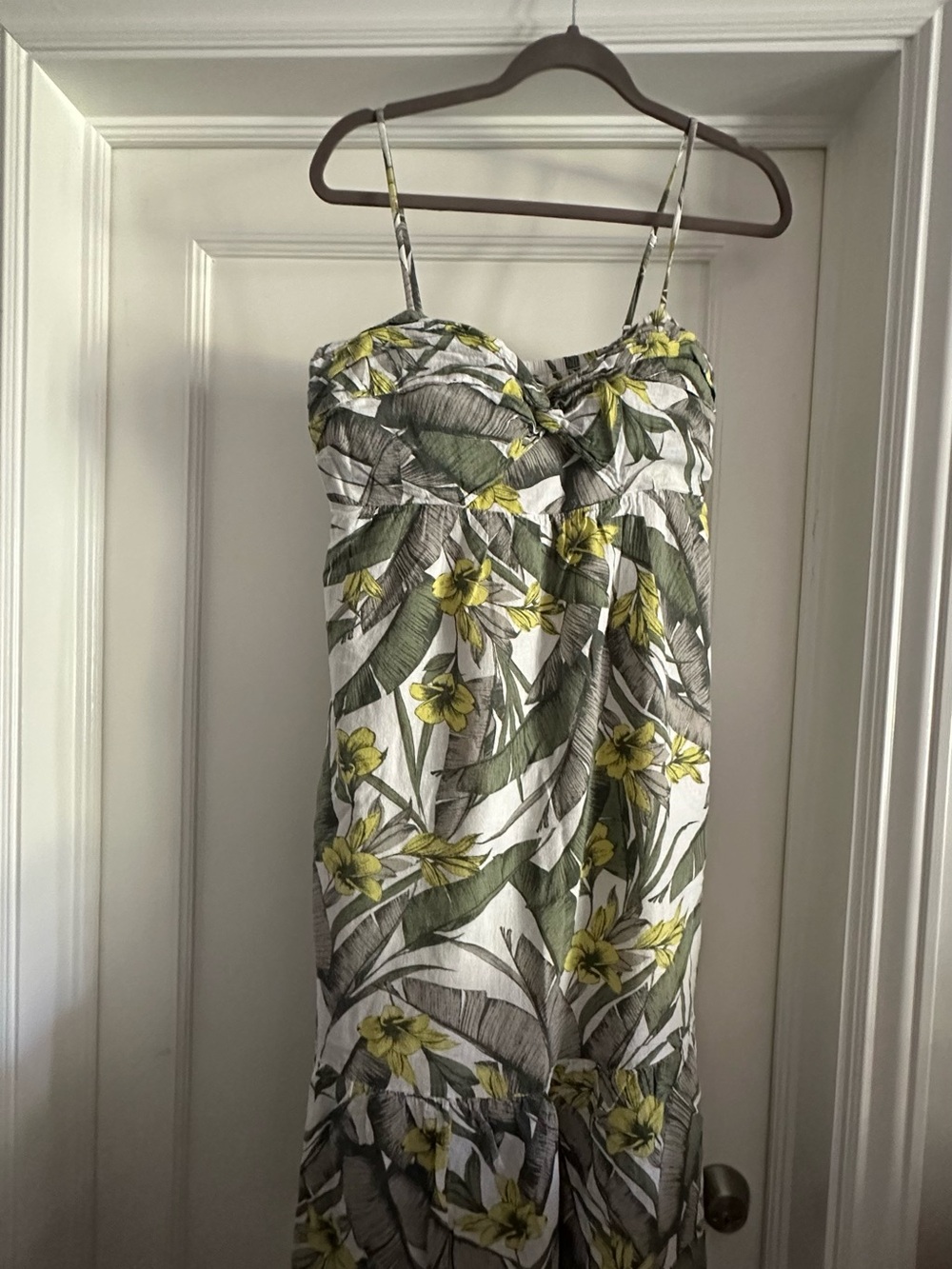 Banana Republic Yellow & Green Floral Maxi Dress